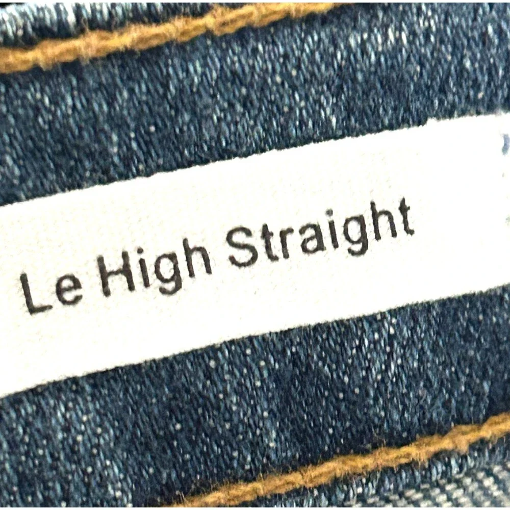 Frame Le High Straight Jeans Womens Sz 27 Blue Distressed Ankle Zip High Rise N3
